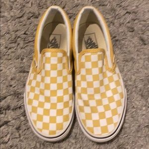 Yellow checkered slip on vans